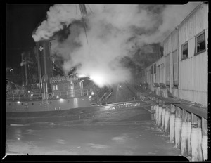Fireboat John P. Dowd, Engine #47 battles blaze on waterfront