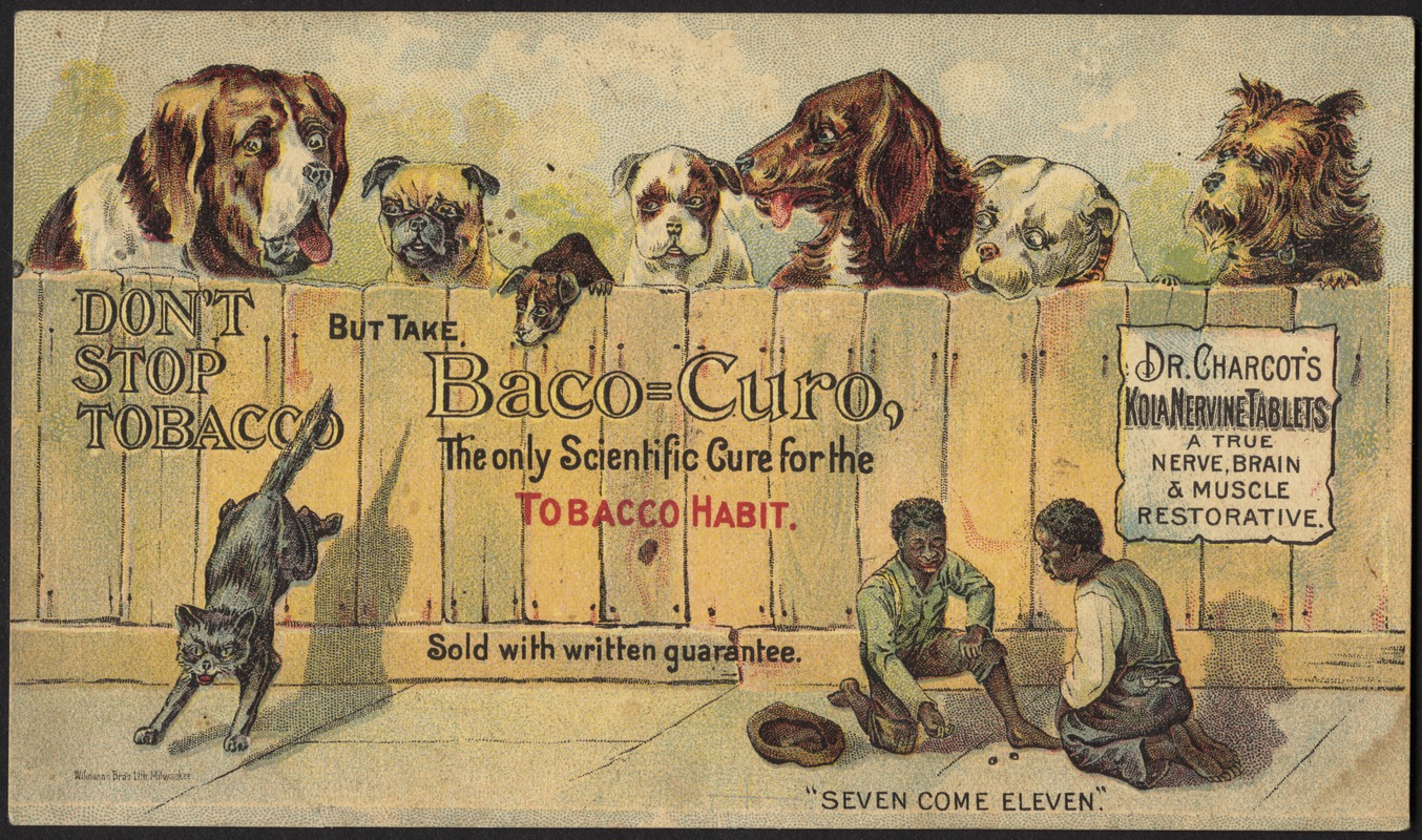 Don't stop tobacco but take Baco=Curo, the only scientific cure for the tobacco habit.