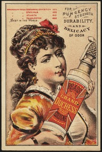 For pungency, strength, durability and delicacy of odor. Read's Grand Duchess Cologne.