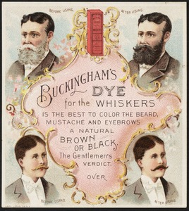 Buckingham's Dye for the Whiskers is the best to color the beard, mustache and eyebrows a natural brown or black. The gentleman's verdict.