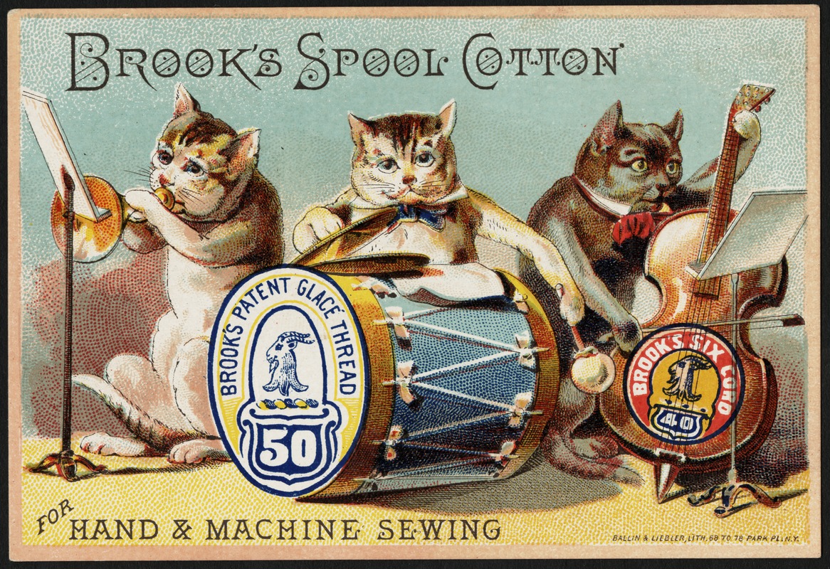 Brook's spool cotton for hand & machine sewing, Brook's Patent Glace Thread 50, Brook's Six Cord 40