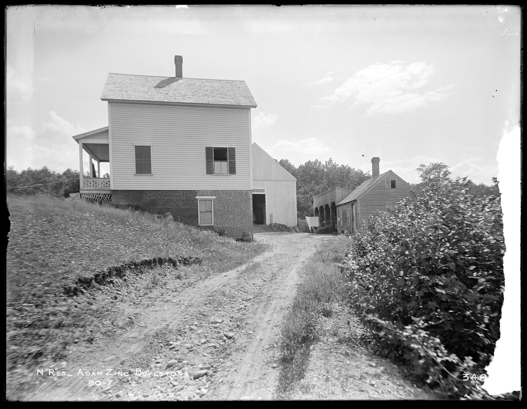 Wachusett Reservoir, Adam Zinc's house, River Street, from the northeast, Boylston, Mass., Jul. 17, 1896