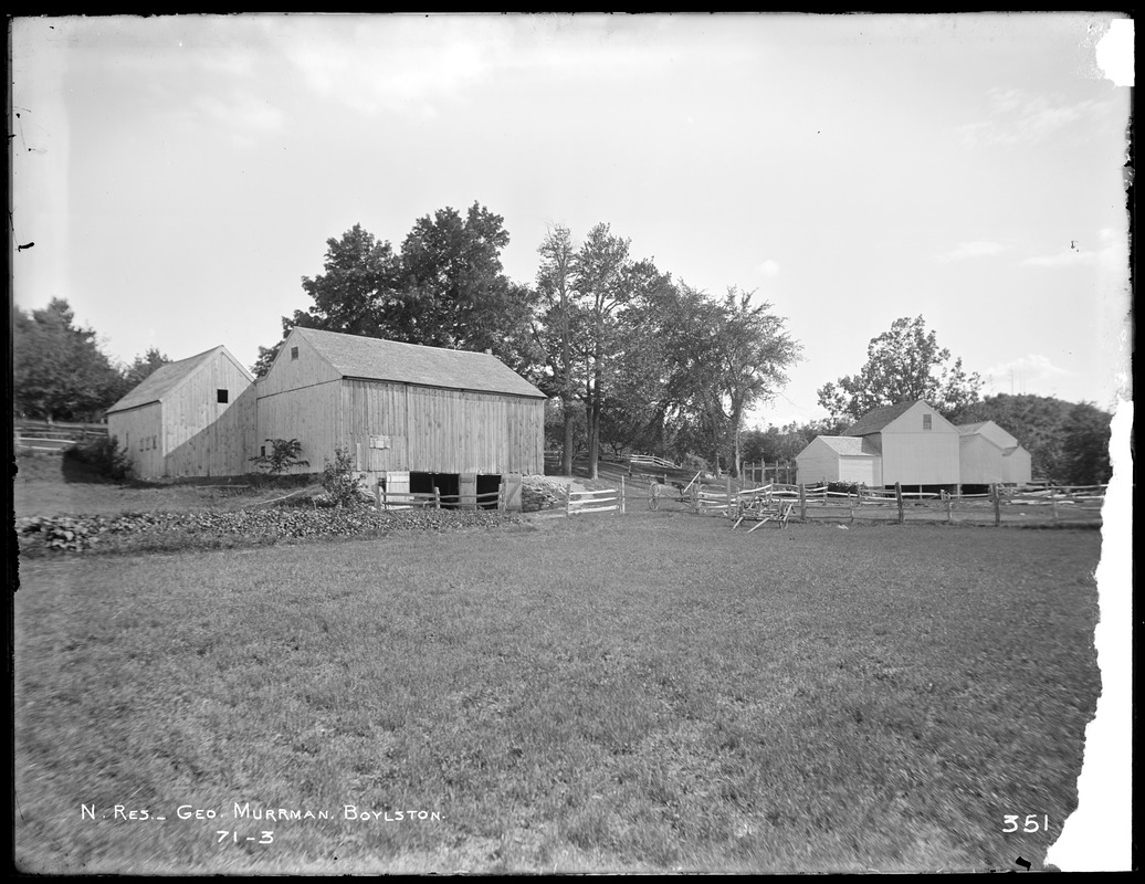 Wachusett Reservoir, George Murman's house and barns, from the north, Boylston, Mass., Jul. 17, 1896