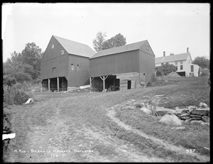 Wachusett Reservoir, Sarah J. Hallock's small barn and carriage house, on south side of East Main Street, from the south, Boylston, Mass., Jul. 22, 1896