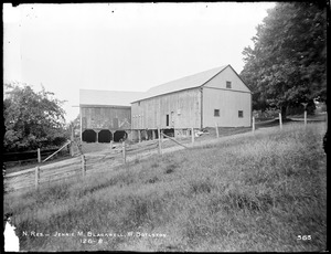 Wachusett Reservoir, Jennie M. Blackwell's barns, on south side of East Main Street, from the south, West Boylston, Mass., Jul. 22, 1896