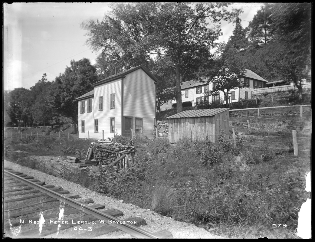 Wachusett Reservoir, Peter Leroux's store, on west side of North Main Street, from the southwest, West Boylston, Mass., Jul. 23, 1896