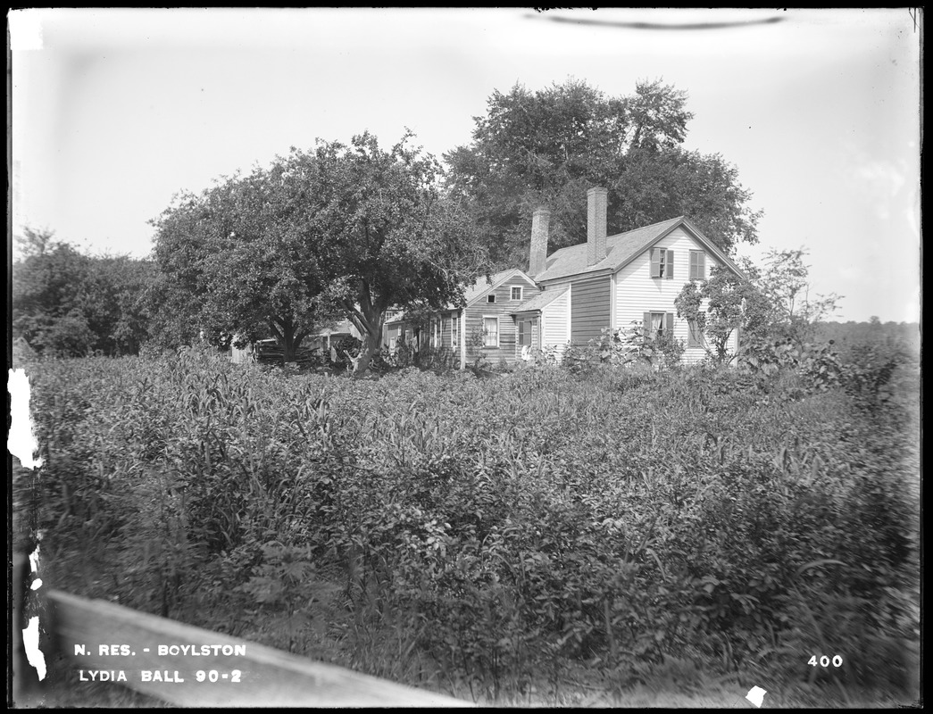 Wachusett Reservoir, Lydia Ball's house, from the east, Boylston, Mass., Jul. 29, 1896