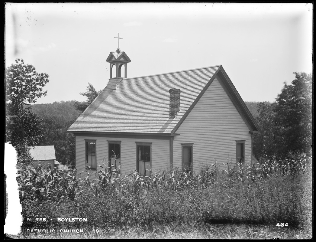 Wachusett Reservoir, Roman Catholic Church (P. T. O'Reilly), from the west, Boylston, Mass., Jul. 31, 1896