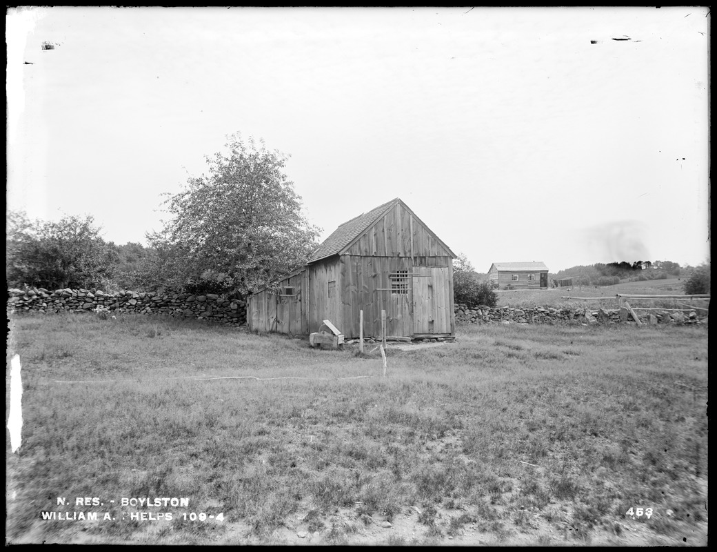 Wachusett Reservoir, William A. Phelps' small shop, from the west, Boylston, Mass., Aug. 1, 1896