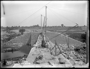 Sudbury Reservoir, top of overflow and north wing walls of dam, from the south end of overflow, Southborough, Mass., Aug. 4, 1896