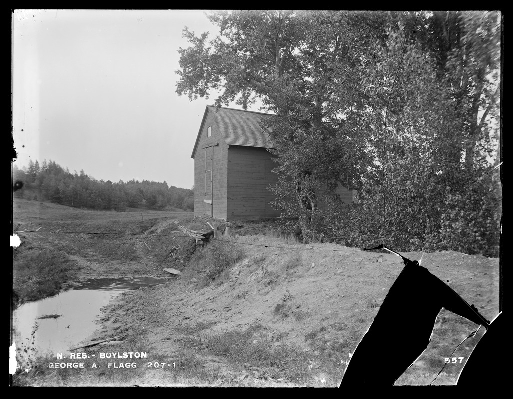 Wachusett Reservoir, icehouse of George A. Flagg, from the south, Boylston, Mass., Sep. 8, 1896