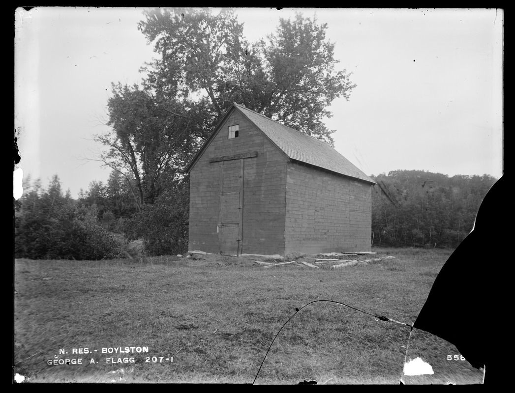 Wachusett Reservoir, icehouse of George A. Flagg, from the north, Boylston, Mass., Sep. 8, 1896