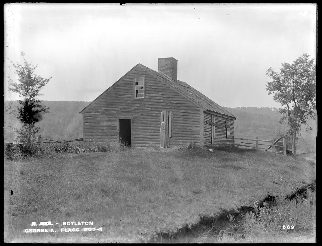 Wachusett Reservoir, old house of George A. Flagg, from the east, Boylston, Mass., Sep. 11, 1896