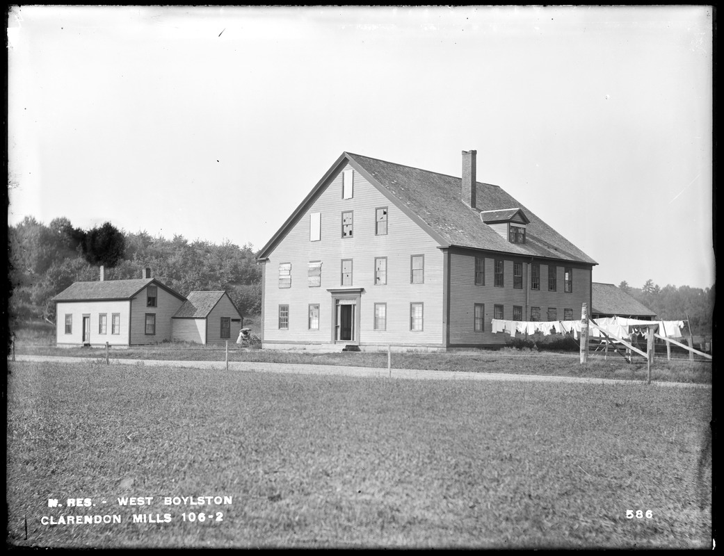 Wachusett Reservoir, two easterly houses of Clarendon Mills, on north side of East Main Street, from the south, West Boylston, Mass., Sep. 11, 1896