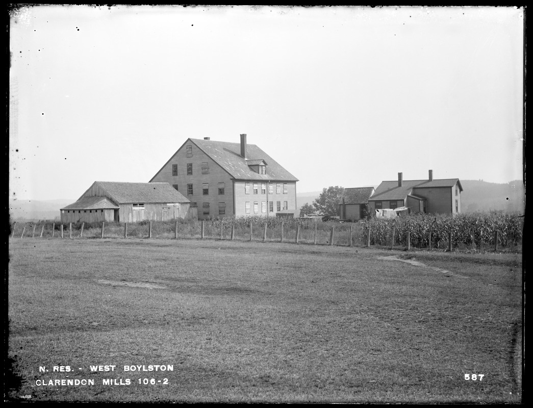 Wachusett Reservoir, two easterly houses of Clarendon Mills, on north side of East Main Street, from the north, West Boylston, Mass., Sep. 11, 1896