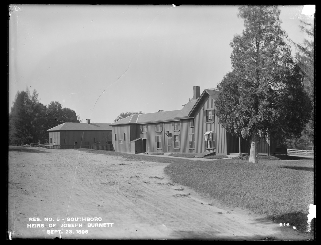 Sudbury Reservoir, Heirs of Joseph Burnett's Deerfoot Farm, slaughterhouse, from the east, Southborough, Mass., Sep. 23, 1896