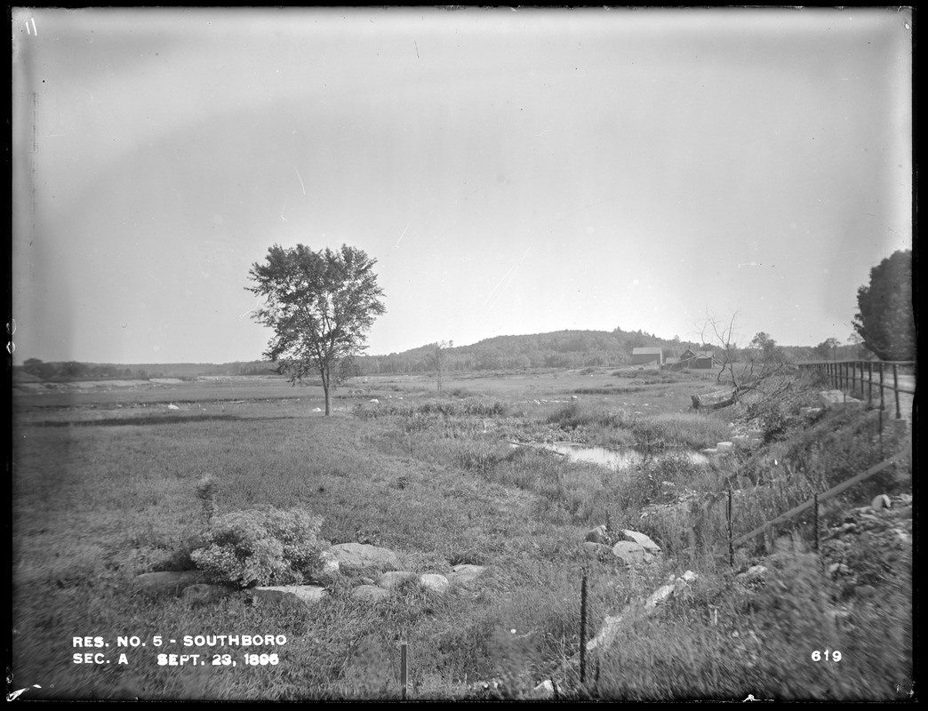 Sudbury Reservoir, upper end of Section A, just below Burnett Road, from the northwest near road, Southborough, Mass., Sep. 23, 1896