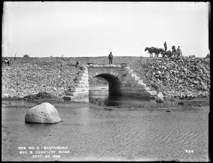 Sudbury Reservoir, Section B, stone arch culvert at Cemetery Road, from the west in reservoir, Southborough, Mass., Sep. 23, 1896