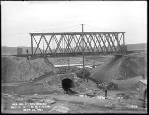 Sudbury Reservoir, Section D, trestle of New York, New Haven & Hartford Railroad, from the north, Southborough, Mass., Sep. 24, 1896