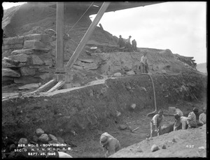 Sudbury Reservoir, Section D, excavation beneath trestle, from the northwest, Southborough, Mass., Sep. 25, 1896