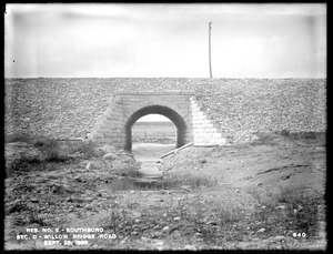 Sudbury Reservoir, Section D, stone arch culvert, Willow Bridge Road, from the north in reservoir, Southborough, Mass., Sep. 25, 1896