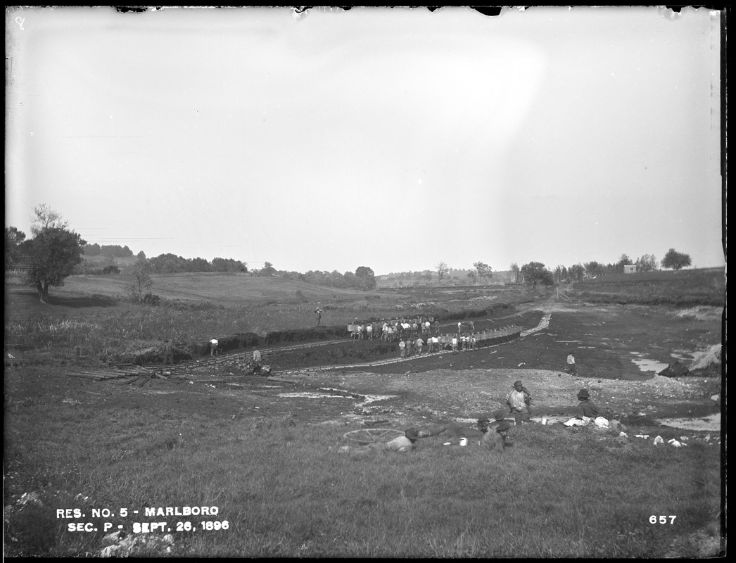 Sudbury Reservoir, removing muck in western part of Section P, from the south, Marlborough, Mass., Sep. 26, 1896