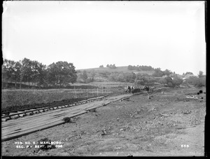 Sudbury Reservoir, Section P, dump and cars, from the south, Marlborough, Mass., Sep. 26, 1896