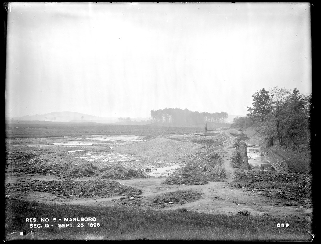 Sudbury Reservoir, Section Q, divergence of brook for stripping, from the northeast, Marlborough, Mass., Sep. 25, 1896