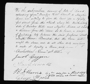 Document no. 3 regarding surrender of lands for new street along N.E. side of Bunker Hill, November 10, 1835