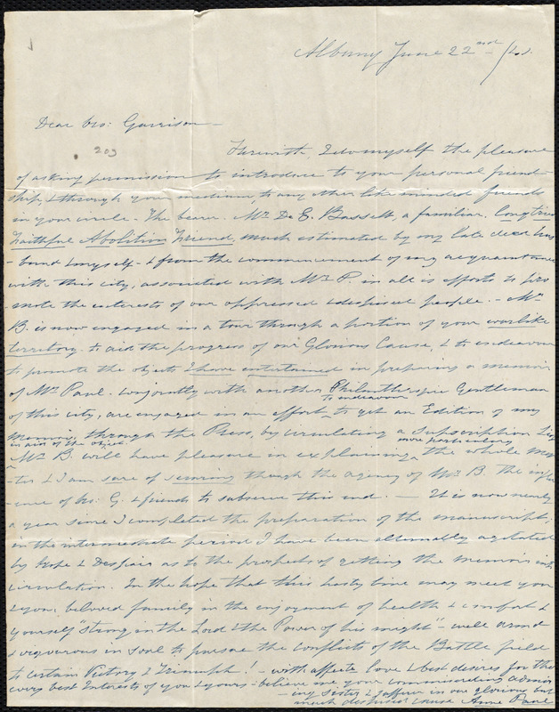 Letter from Anna Pane, Albany, [N.Y.], to William Lloyd Garrison, June ...