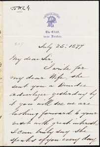 Letter from Edward Parker, Dundee, [Scotland], to William Lloyd Garrison, July 25 : 1877