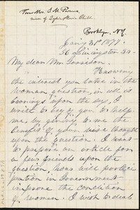 Letter from Sarah M. Parsons, [Brooklyn, N.Y.], to William Lloyd Garrison, Jan[uary] 31st 1877