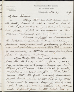 Letter from James Miller M'Kim, Philadelphia, [Pa.], to William Lloyd Garrison, Nov[ember] 27 1869