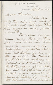 Letter from James Miller M'Kim, New York, [N.Y.], to William Lloyd Garrison, April 11 1870