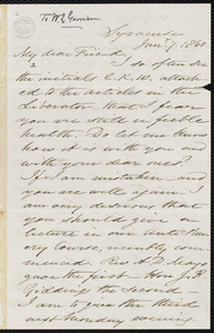 Letter from Samuel Joseph May, Syracuse, [N.Y.], to William Lloyd Garrison, Jan[uary] 7. 1860