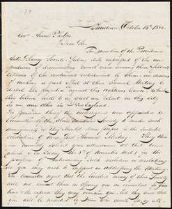 Letter from Providence Anti-Slavery Society, Providence, to Amos Augustus Phelps, October 15th 1833
