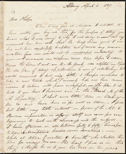 Letter from George Washington Campbell, Albany, to Amos Augustus Phelps, April 6. 1829