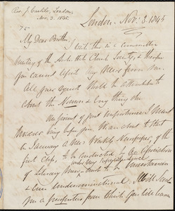 Letter from James Carlile, London, to Amos Augustus Phelps, Nov. 3 [1845]