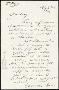 Letter from Wendell Phillips, Boston, [Mass.], to Samuel May, Jr., Aug[ust] 7, 1863