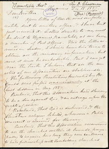Letter from Daniel Chessman, Hyannis, to Amos Augustus Phelps, Dec. 18. 1837