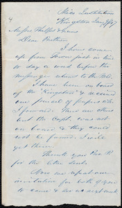 Letter from Julius O. Beardslee, Kingston, [Jamaica], to Amos Augustus Phelps and Hiram Graves, Jan[uar]y 9/47