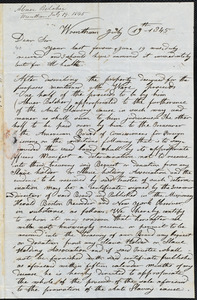Letter from Abner Belcher, Wrentham, to Amos Augustus Phelps, July 19th 1845