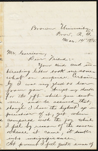 Letter from George Washington Milford, Prov[idence], R.I., to William Lloyd Garrison, Mar[ch] 14 1875