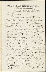 Letter from Tobias Ham Miller, Portsmouth, N.H., to William Lloyd Garrison, Jan[uary] 26, 1859