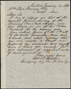 Letter from Robert Bowne Minturn, New York, [N.Y.], to William Lloyd Garrison, January 13, 1869