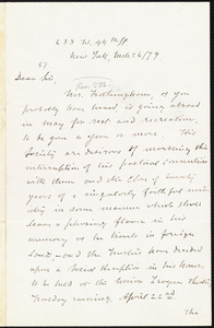 Letter from I. H. Morse, New York, [N.Y.], to William Lloyd Garrison, M[ar]ch 26 / [18]79