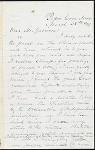Letter from George H. Hibbert, Pigeon Cove, Mass., to William Lloyd Garrison, March 26th 1879