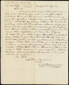 Letter from Walter Hilliard Bidwell, New York, to Amos Augustus Phelps, 23 Sept 1843