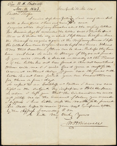 Letter from Walter Hilliard Bidwell, New York, to Amos Augustus Phelps, 11. Nov.1843