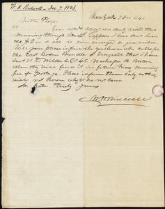 Letter from Walter Hilliard Bidwell, New York, to Amos Augustus Phelps, 7 Dec. 1843